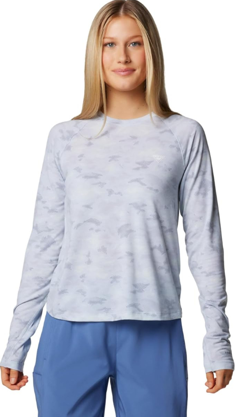 COLUMBIA PFG Womens Uncharted Knit Long Sleeve T-Shirt XS Cirrus Grey Waters NWT